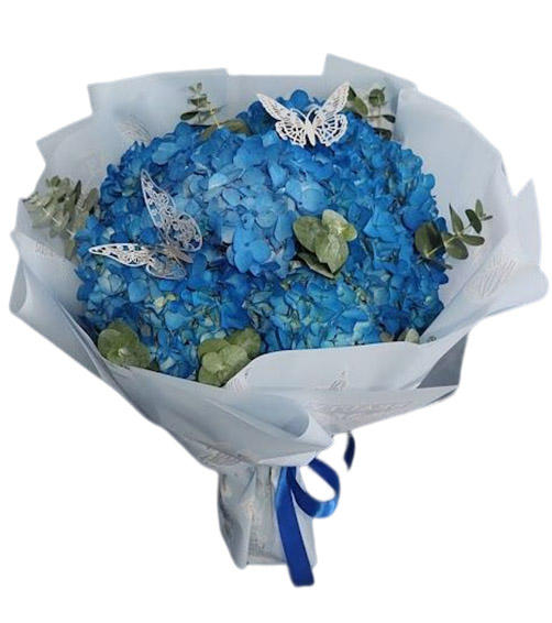 ramo de hortensias azules