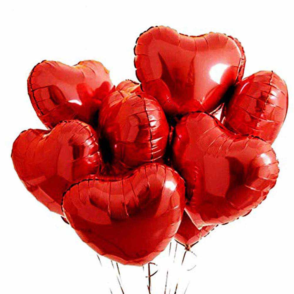 10 globos corazon rojo