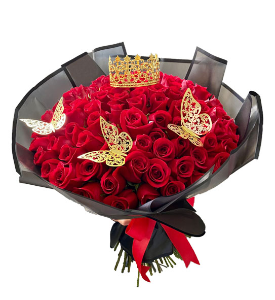ramo buchon con 100 rosas rojas