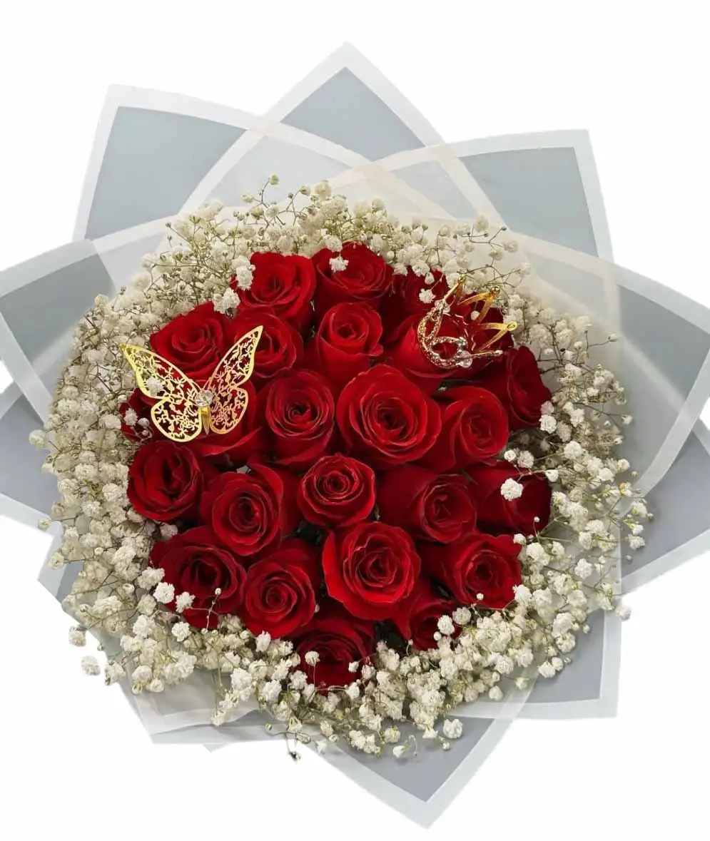 jarron con rosas rojas y eucalipto Florería en Veracruz y Boca del Río: ¡Envío a domicilio! Encuentra las mejores flores y arreglos florales para cualquier ocasión
